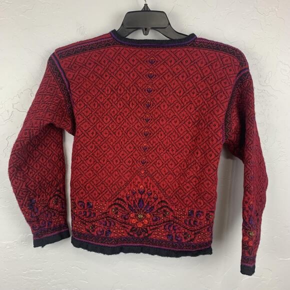 Dale of Norway Sweater Cardigan Womens Medium Red Wool Button Front Made Norway - Picture 2 of 7